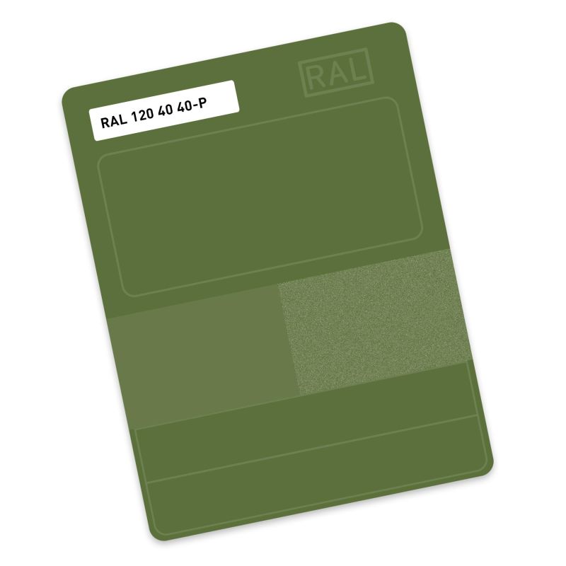 RAL P2 Plastic colour sample hue 120 40 40 - Pepper green