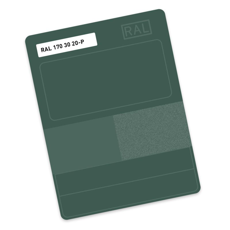 RAL P2 Plastic colour sample hue 170 30 20 - Thistle green