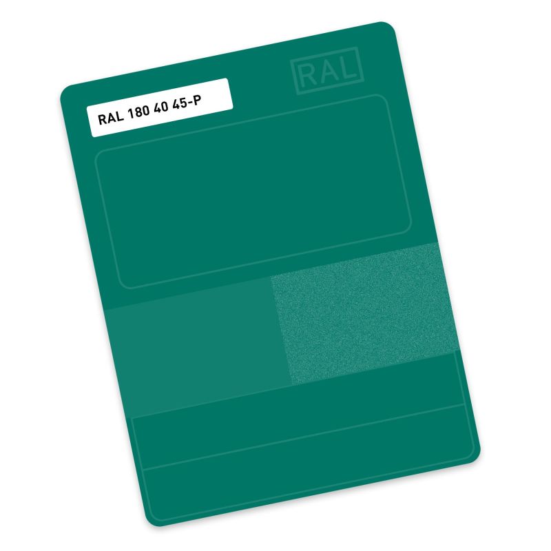 RAL P2 Plastic colour sample hue 180 40 45 - Teal dark green