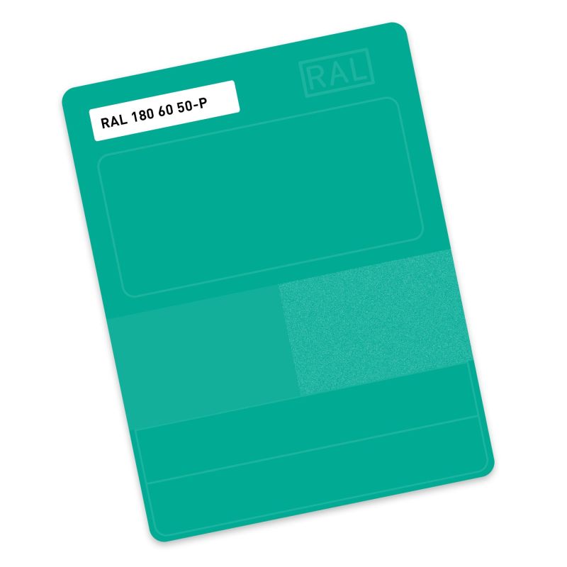 RAL P2 Plastic colour sample hue 180 60 50 - Brilliant turquoise