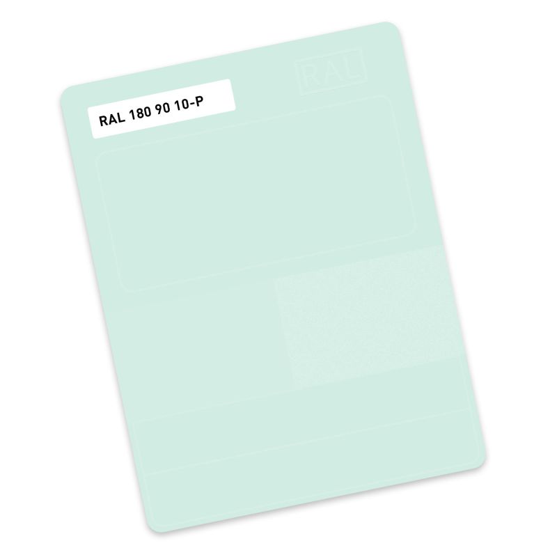 RAL P2 Plastic colour sample hue 180 90 10 - Ice water green