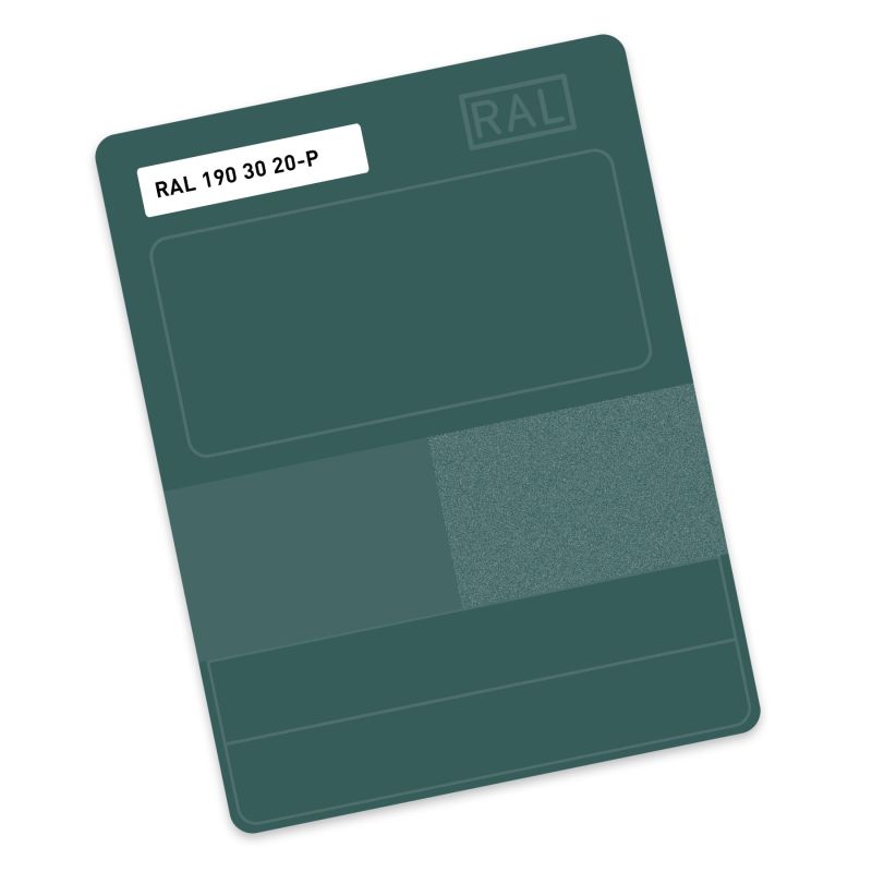 RAL P2 Plastic colour sample hue 190 30 20 - Stockade green