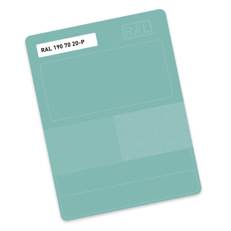 RAL P2 Plastic colour sample hue 190 70 20 - Spring water turquoise