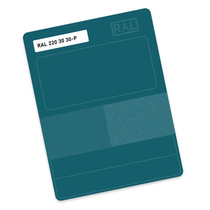 RAL P2 Plastic colour sample hue 220 30 30 - Sandalwood grey blue