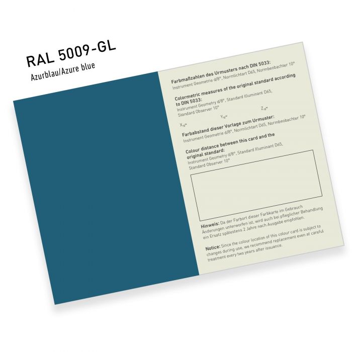 RAL 841-GL Colour primary standard set 5009 - Azure blue